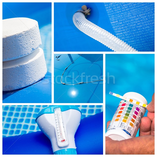 Collage maintenance of a private pool Stock photo © pixinoo