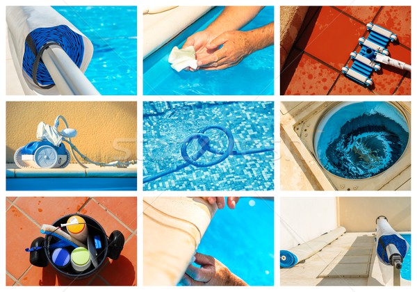 collage maintenance of a private pool Stock photo © pixinoo