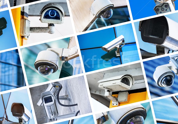 collage of security camera and urban video Stock photo © pixinoo