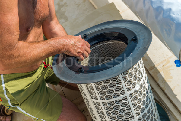 Cartucho piscina filtrar serviço armazenamento técnico Foto stock © pixinoo