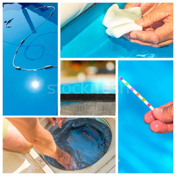 Collage maintenance of a private pool Stock photo © pixinoo