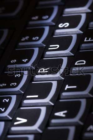 Tastatura de calculator cuvant virus calculator roşu chei Imagine de stoc © pixpack