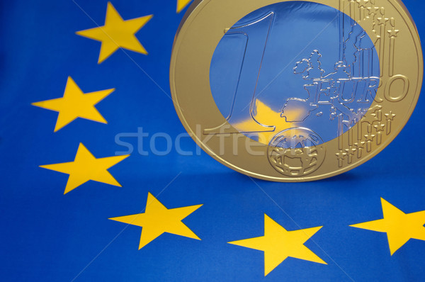 Foto d'archivio: Euro · moneta · bandiera · blu · finanziare