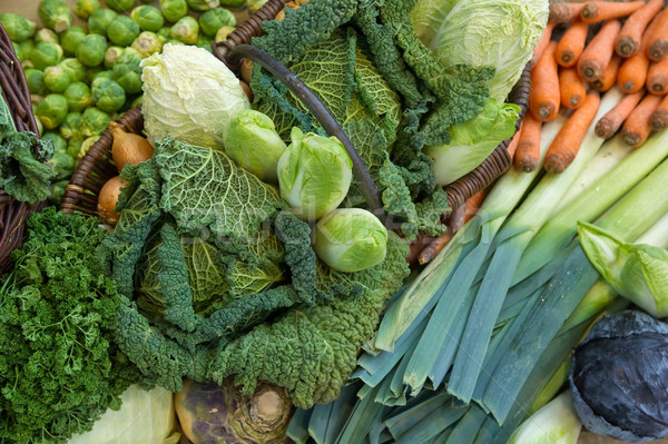 Frischem Gemüse Essen Ernte Vegetarier Kohl Grüns Stock foto © pixpack