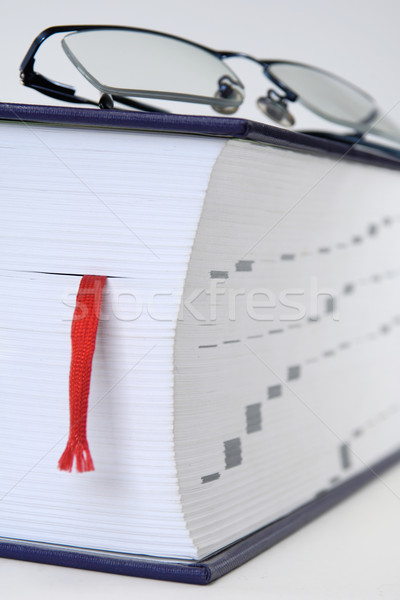 Thick book with reading glasses Stock photo © pixpack