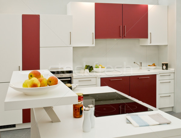 современных кухне мебель интерьер приготовления жизни Сток-фото © pixpack