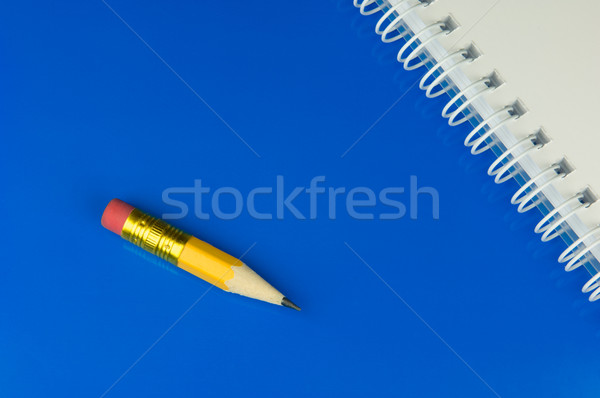Short yellow pencil on blue ground Stock photo © pixpack