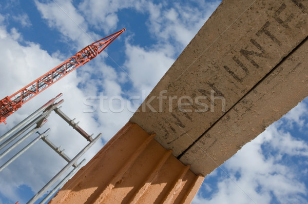 Budowa budynku ściany projektu Żuraw cegieł Zdjęcia stock © pixpack