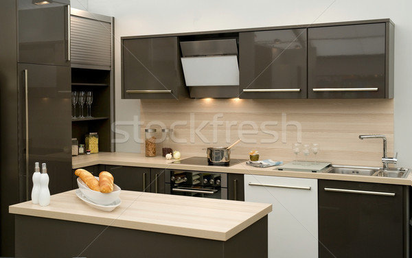Modern bucătărie mobilier interior gătit viaţă Imagine de stoc © pixpack