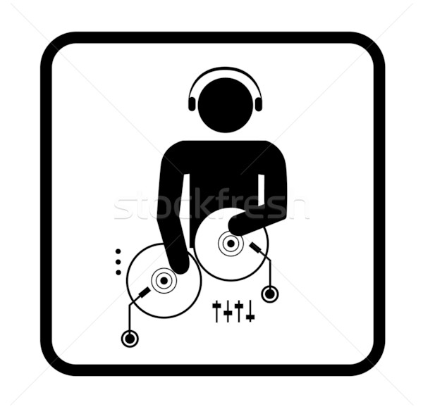DJ icoană abstract reţea negru placă turnantă Imagine de stoc © PiXXart
