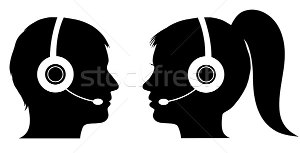 Male and female operator in call center Stock photo © PiXXart