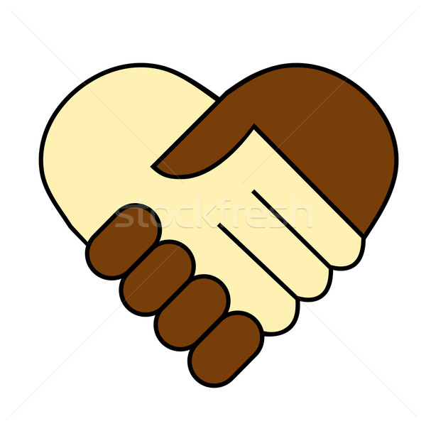 Estrechar la mano blanco negro hombre corazón símbolo Foto stock © PiXXart