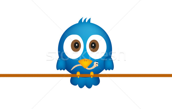Stock photo: Blue bird with worm