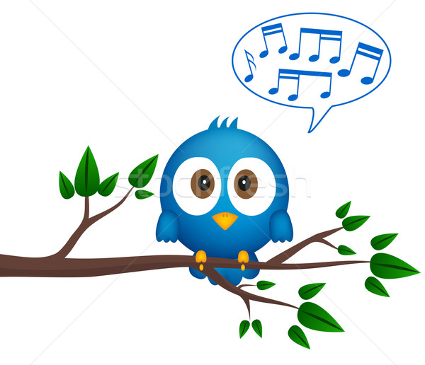 Blue bird sitting on twig, singing Stock photo © PiXXart