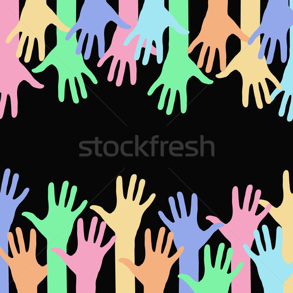 Mãos multidão grupo comunicação preto braço Foto stock © PiXXart