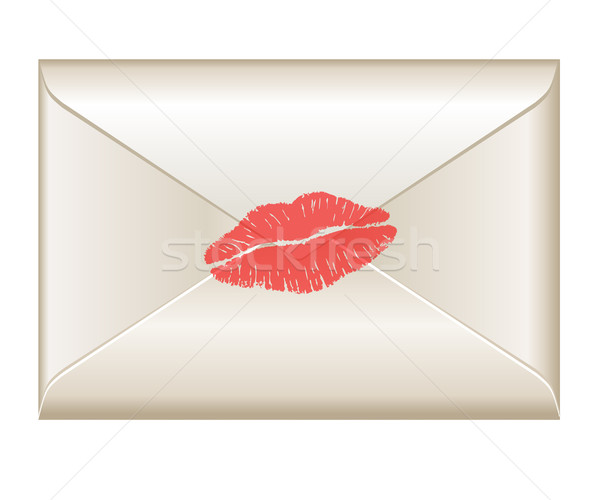 Amour lettre rouge à lèvres baiser papier coeur [[stock_photo]] © PiXXart