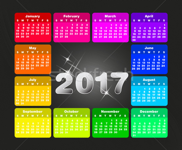 Colorful calendar for 2017. Week starts on sunday Stock photo © PiXXart
