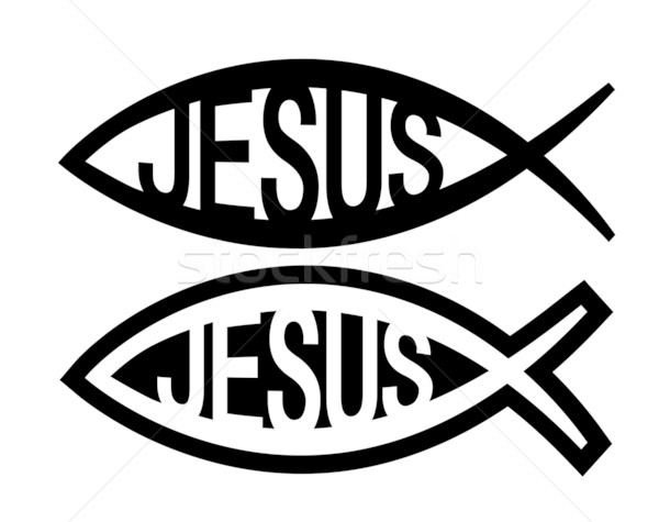 Jesus Fisch Symbol schwarz Frieden weiß Stock foto © PiXXart