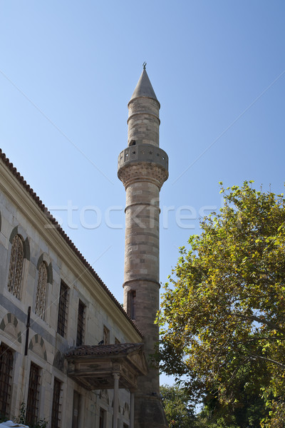 Minarete torre ciudad Grecia árbol diseno Foto stock © PiXXart