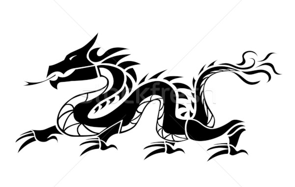 Dragon nero silhouette potere japanese Asia Foto d'archivio © PiXXart