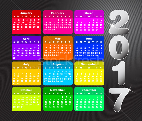 Colorful calendar for 2017. Week starts on sunday Stock photo © PiXXart