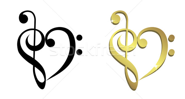 Heart formed of treble clef and bass clef Stock photo © PiXXart