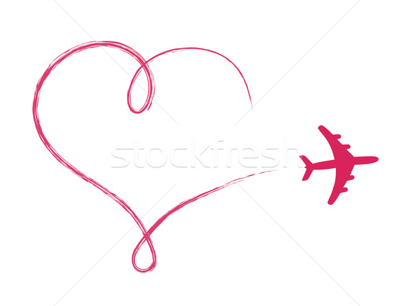 Stock photo: Heart shaped icon in air, made by plane