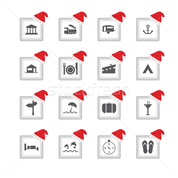 special flat ui icons with Christmas design for web and mobile a Stock photo © place4design
