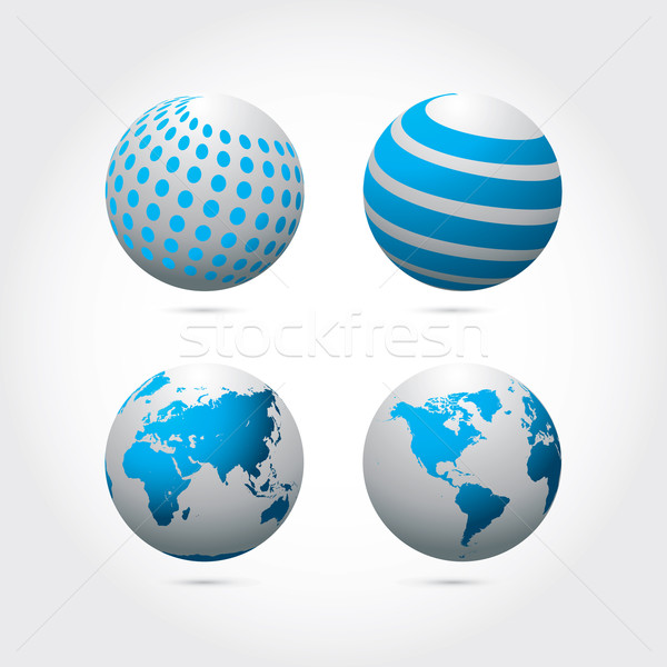 Stock photo: A set of four abstract vector globes 