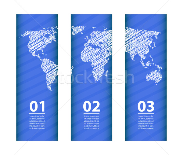 blue banner with special white sketch map design Stock photo © place4design