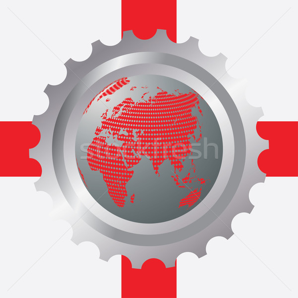 Red abstract background with map and gear Stock photo © place4design