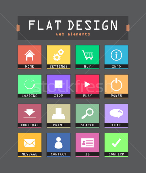 special flat ui icons for web and mobile applications Stock photo © place4design