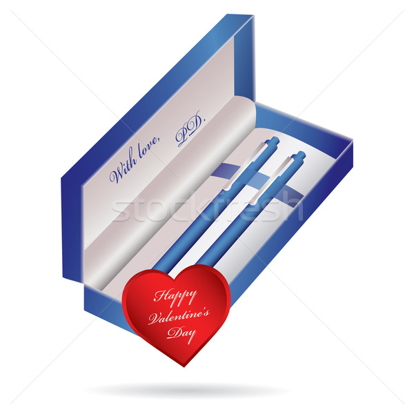blue ballpoint pen in a blue case Stock photo © place4design