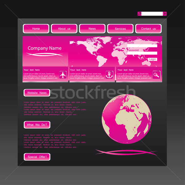 Rosa sitio web plantilla vector formato Foto stock © place4design