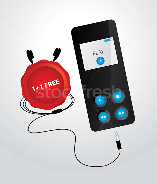 Elegáns modern mp3 lejátszó fülhallgató képernyő fekete Stock fotó © place4design