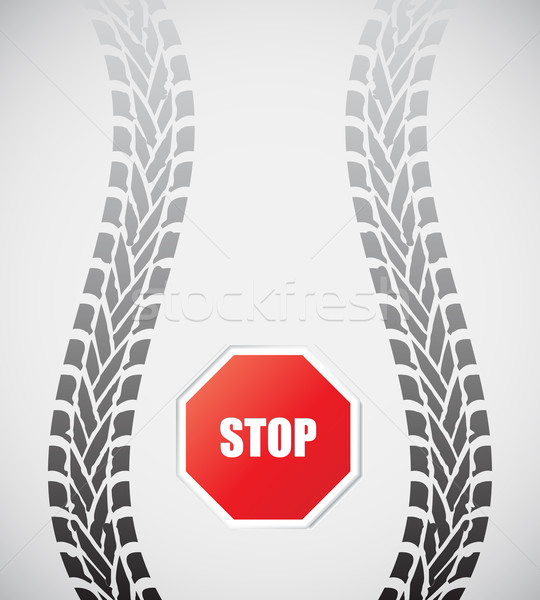 special tire track with stop sign Stock photo © place4design