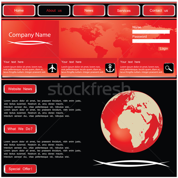 Stock photo: red-Vector web site design template
