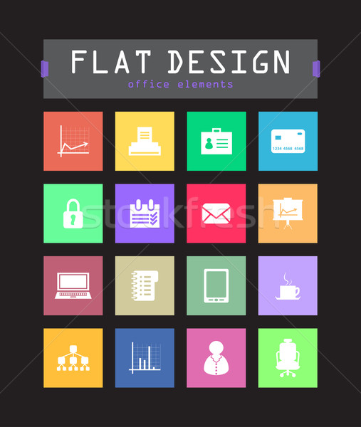 special flat ui icons for web and mobile applications Stock photo © place4design