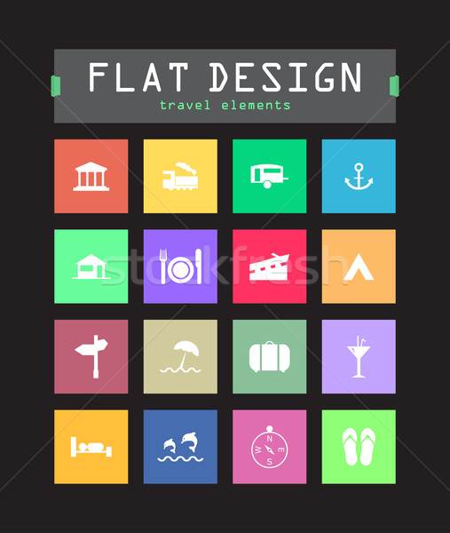 special flat ui icons for web and mobile applications Stock photo © place4design