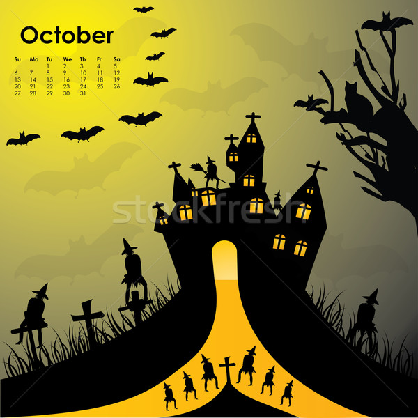 Halloween background with haunted castle Stock photo © place4design