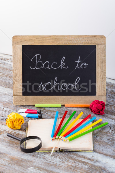 back to school background with special school supplies, end of h Stock photo © place4design