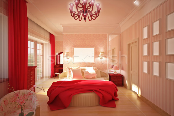 Design interior dormitor roz 3D model afaceri Imagine de stoc © podsolnukh