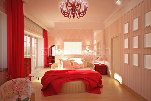 interior design Bedroom in pink Stock photo © podsolnukh