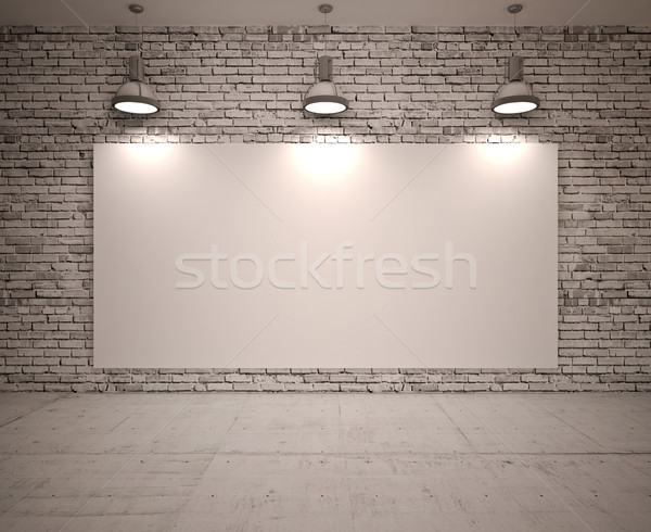 баннер стены каменной стеной лампы здании древесины Сток-фото © podsolnukh