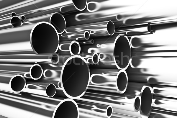 Stock photo: Stack of steel tubing, stainless tubes