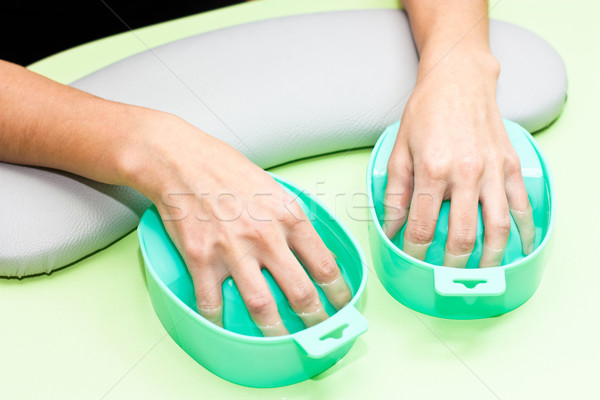  process of steaming hands before manicure Stock photo © podsolnukh