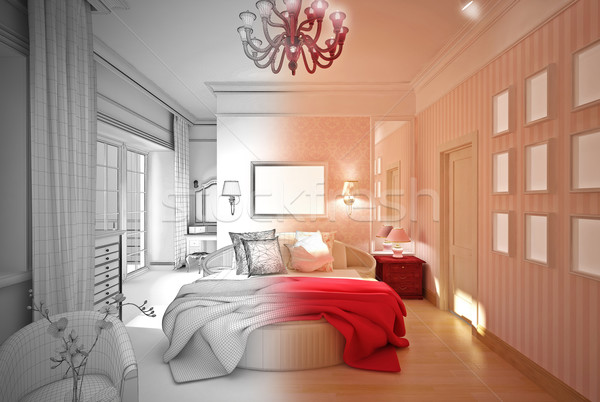 Stock photo: interior design Bedroom in pink