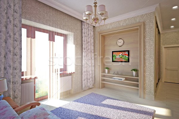 Modern interior design of  bedroom Stock photo © podsolnukh