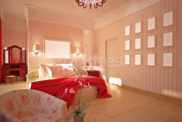 interior design Bedroom in pink Stock photo © podsolnukh