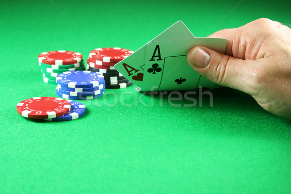 Poker - A Pair of Aces with Poker Chips Stock photo © PokerMan